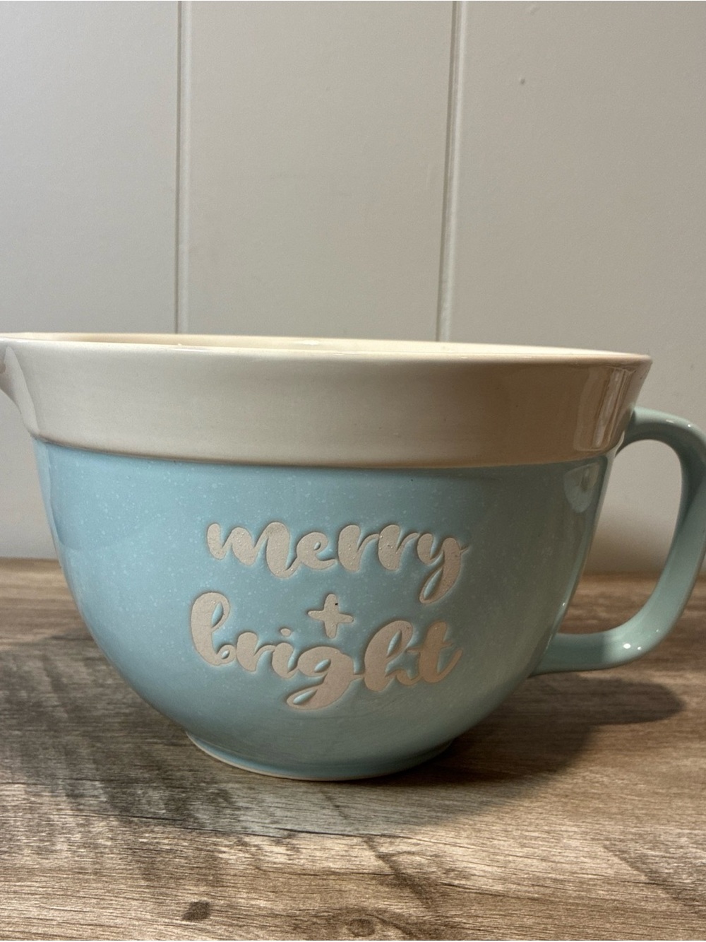Master Class Merry & Bright Light Blue Ceramic Mixing Bowl with Handle & Spout